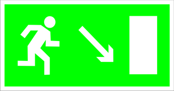 E07 направление к эвакуационному выходу направо вниз (пленка, 300х150 мм) - Знаки безопасности - Эвакуационные знаки - магазин "Охрана труда и Техника безопасности"